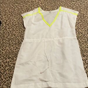 J crew cover up with neon v neck
